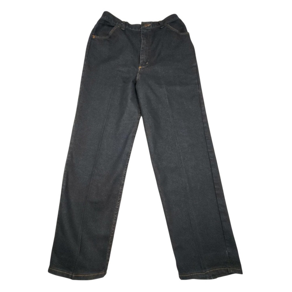 Vintage Lady Maverick Jeans Sz 8 Black High Rise Straight Leg Denim USA